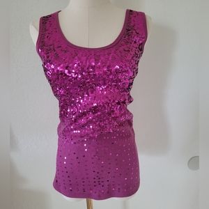 Wet Seal shirt Purple tank top Cascading Sequin